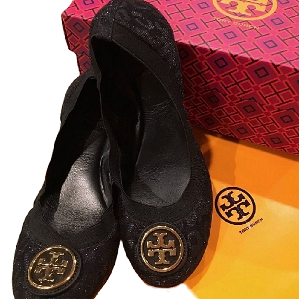 Tory Burch Black Leopard Flats